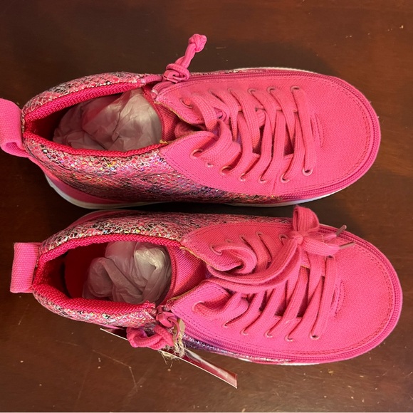 Sparkly sneakers! Billy Footwear, size 4W. Bright pink, glittering pink trim. - Picture 2 of 9